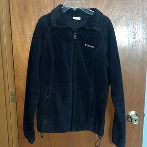 Black Columbia fleece, zipper, collared jacket size large